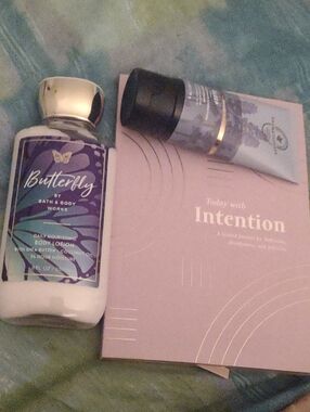 Bath & Body Works Butterfly Body Lotion  Purple, Gold, Intentions Journal,